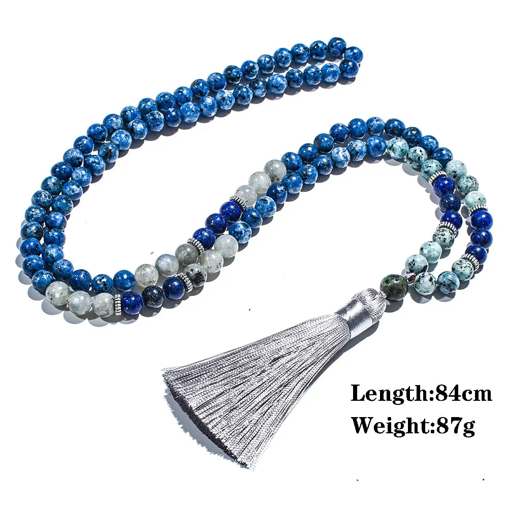 8mm Natural Stone Beaded 108 Mala Necklace for Men and Women Meditation Yoga Prayer Jewelry