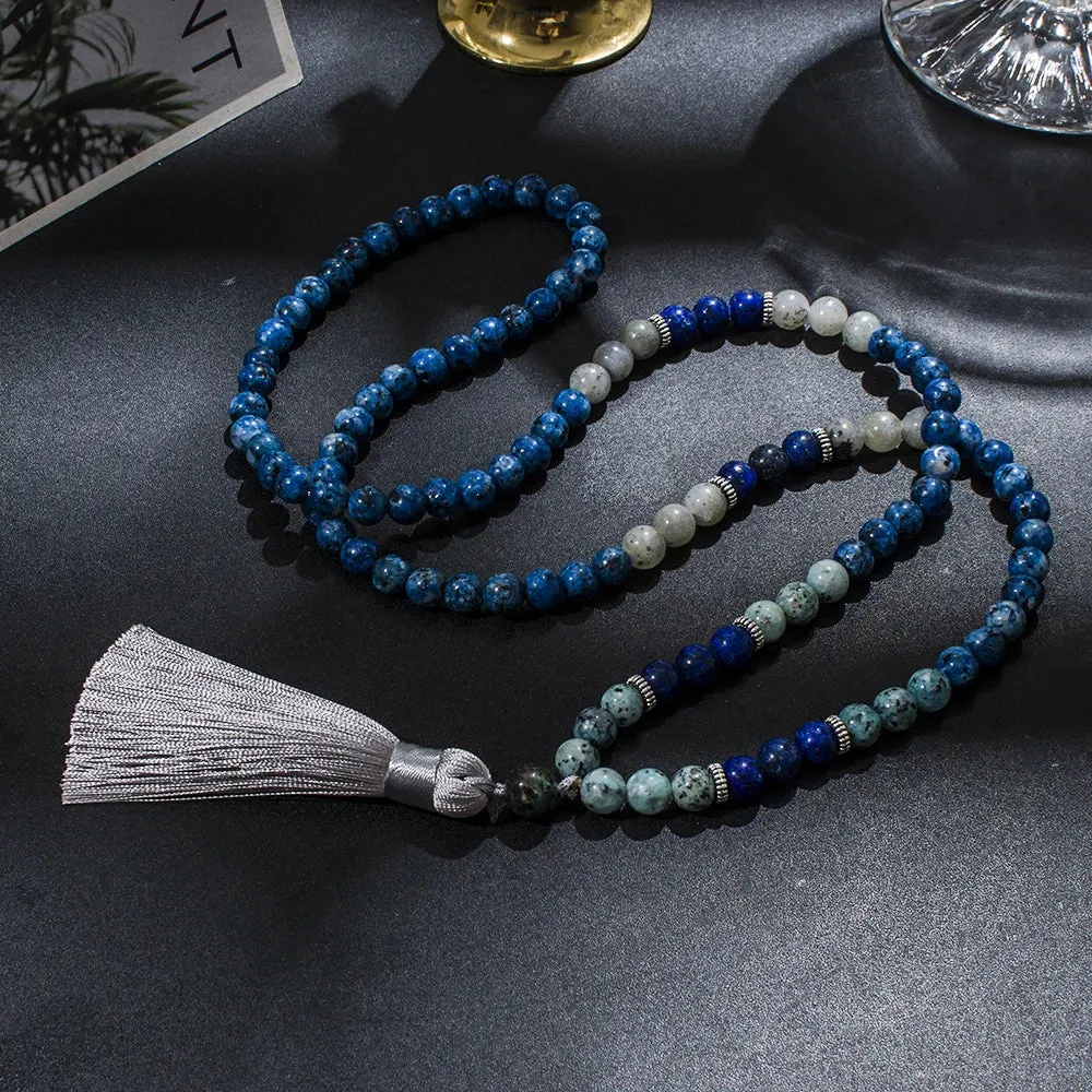 8mm Natural Stone Beaded 108 Mala Necklace for Men and Women Meditation Yoga Prayer Jewelry