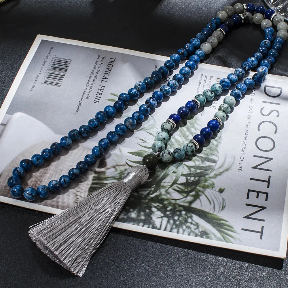 8mm Natural Stone Beaded 108 Mala Necklace for Men and Women Meditation Yoga Prayer Jewelry