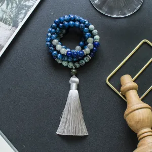 8mm Natural Stone Beaded 108 Mala Necklace for Men and Women Meditation Yoga Prayer Jewelry