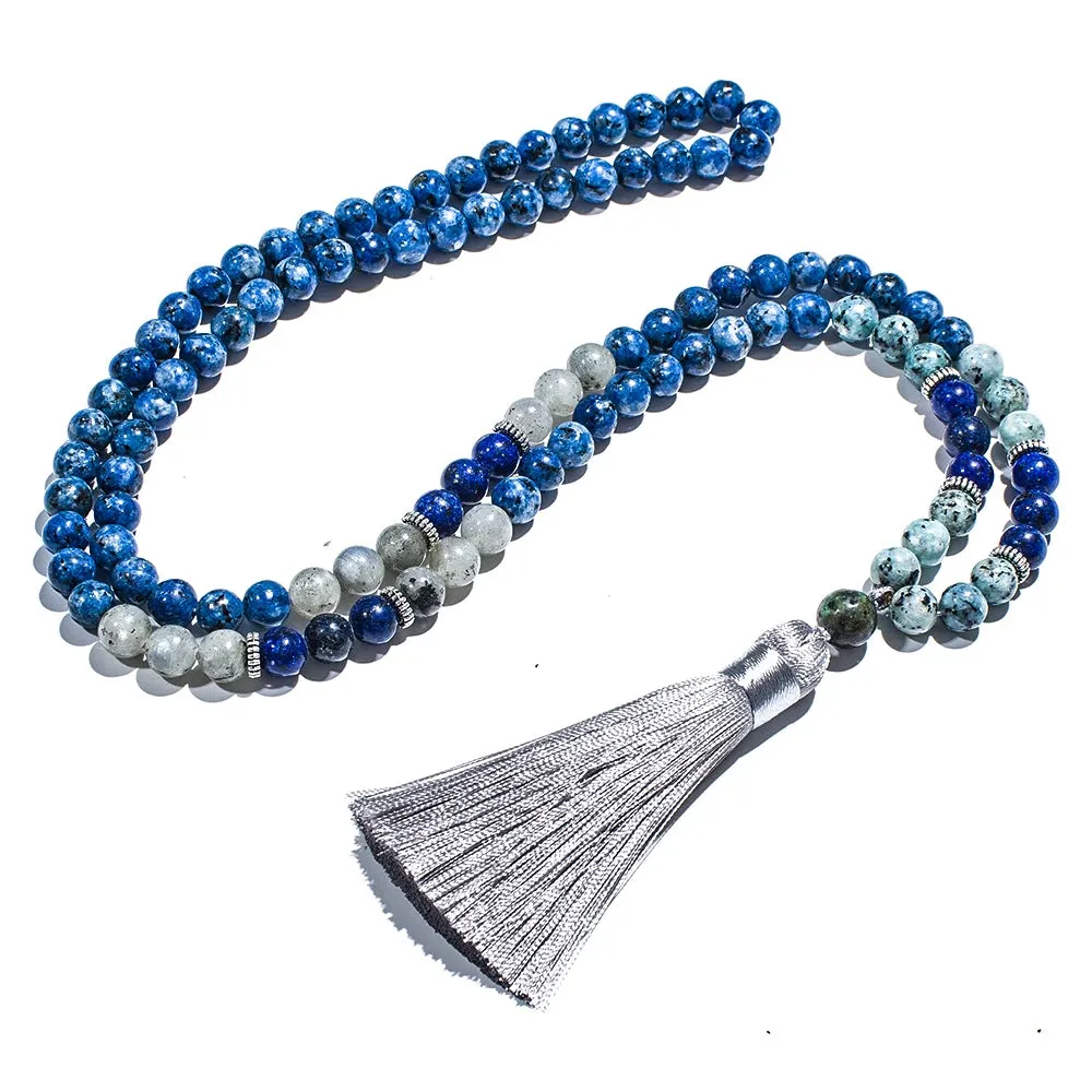 8mm Natural Stone Beaded 108 Mala Necklace for Men and Women Meditation Yoga Prayer Jewelry