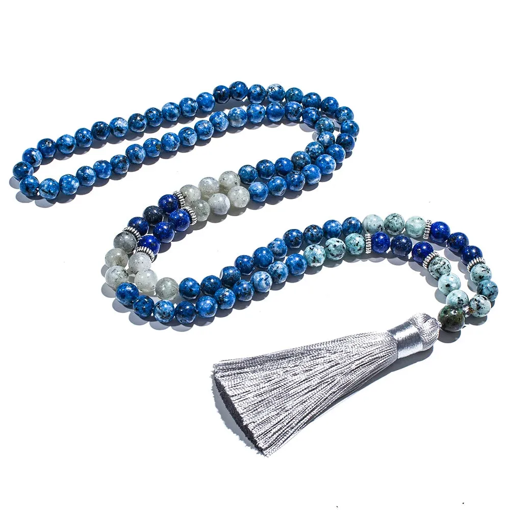 8mm Natural Stone Beaded 108 Mala Necklace for Men and Women Meditation Yoga Prayer Jewelry
