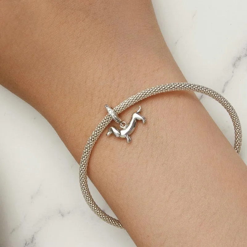 925 Sterling Silver Dainty Dachshund Pendant For Beaded Bracelets