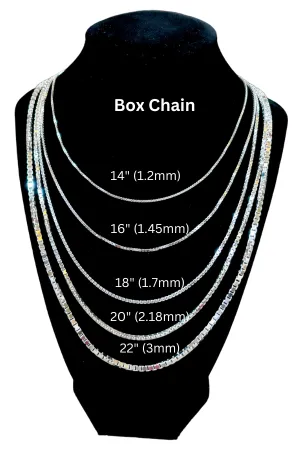925 Sterling Silver Diamond-Cut Box Chain Necklace (Design 22)
