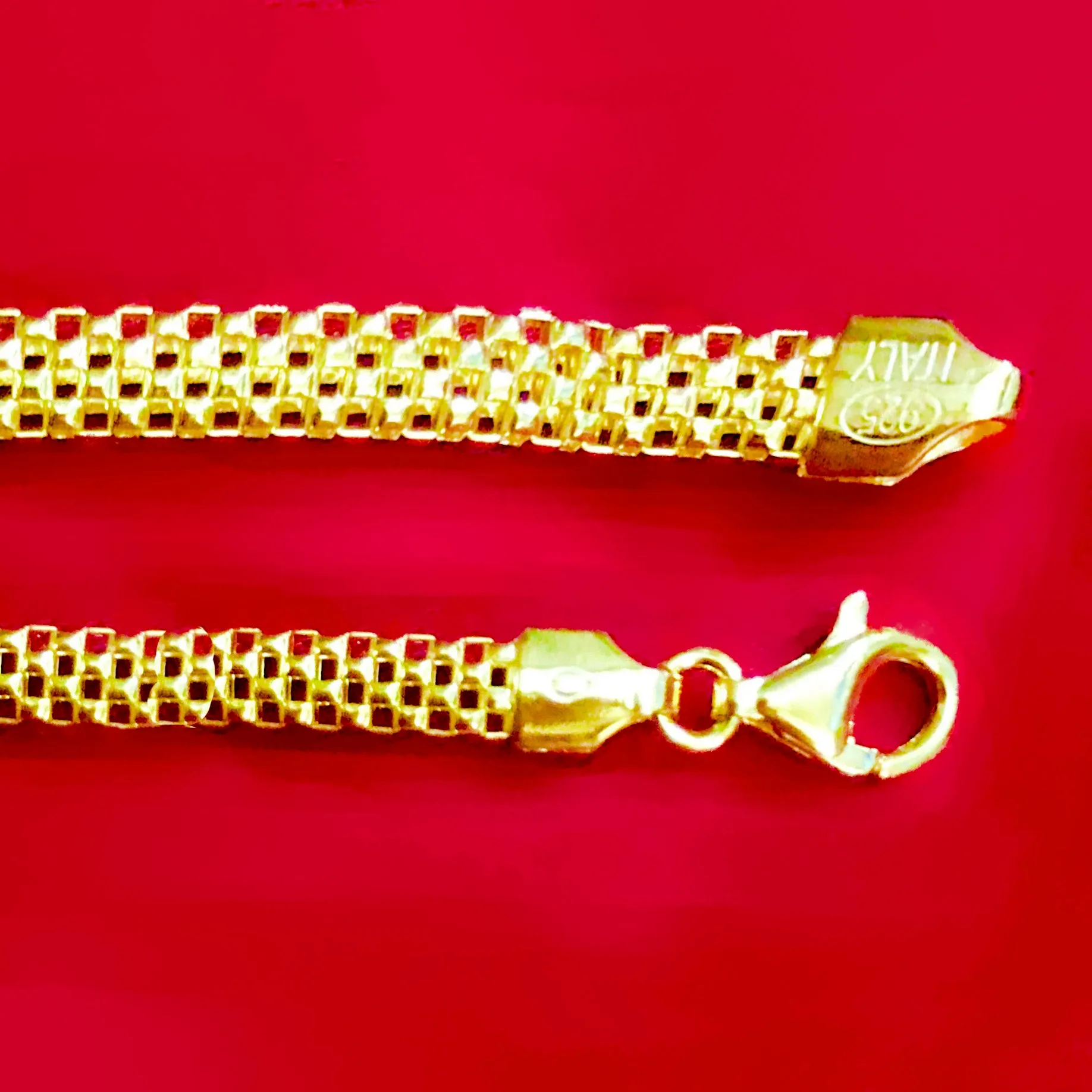 925 Sterling Silver, Gold Plated, Snake Necklace Chain (Design 8)