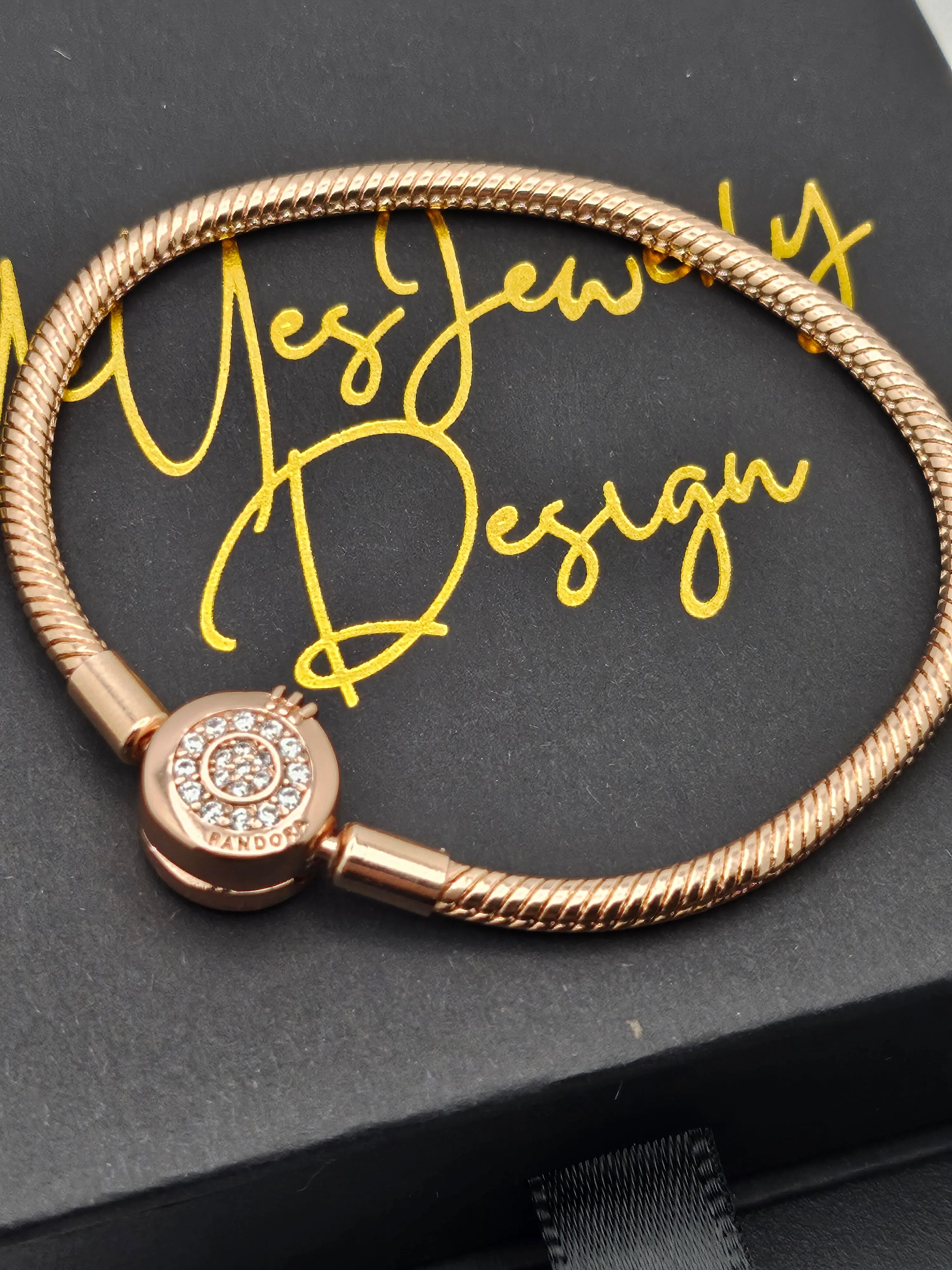 925 Sterling Silver Moments Snake Chain Bracelet with Logo.