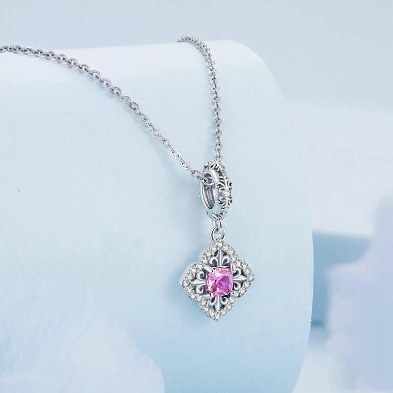 925 Sterling Silver Red Zircon Bracelet Pendant