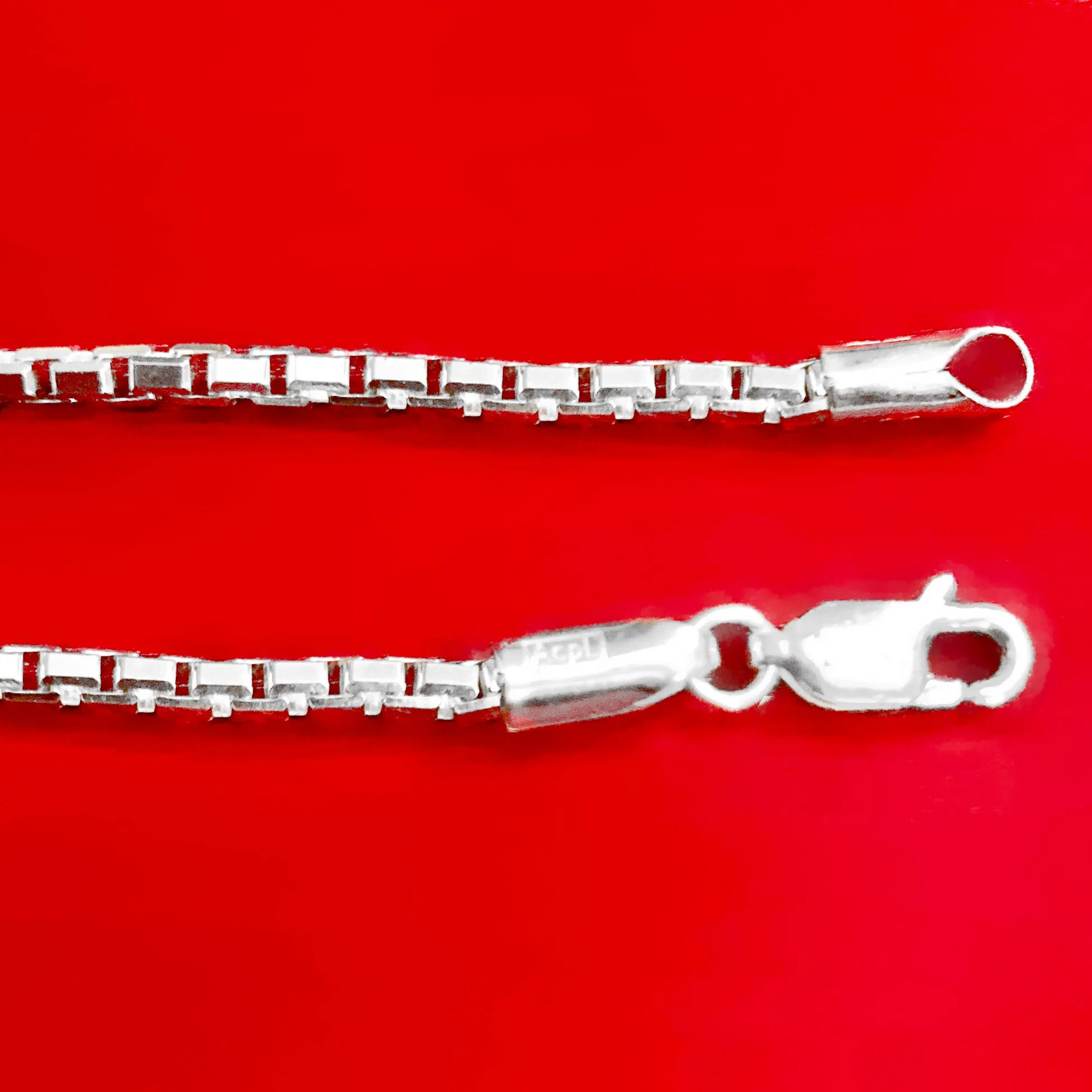 925 Sterling Silver, Square Box Link, Heavy-Duty Necklace Chain (Design 6)