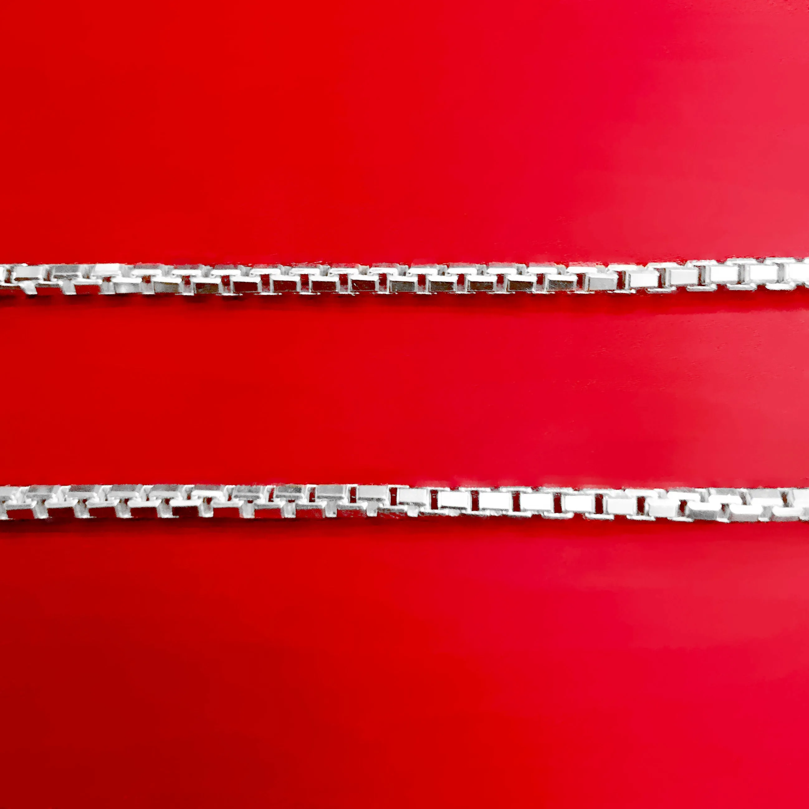 925 Sterling Silver, Square Box Link, Heavy-Duty Necklace Chain (Design 6)