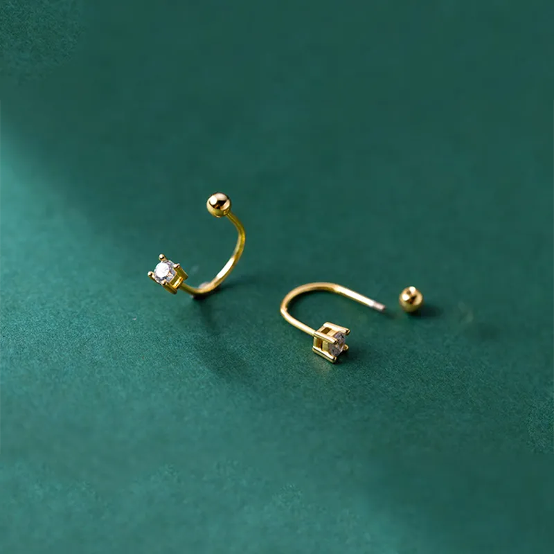 925 Sterling Silver Unique Zircon Pave Beads Stud Earrings