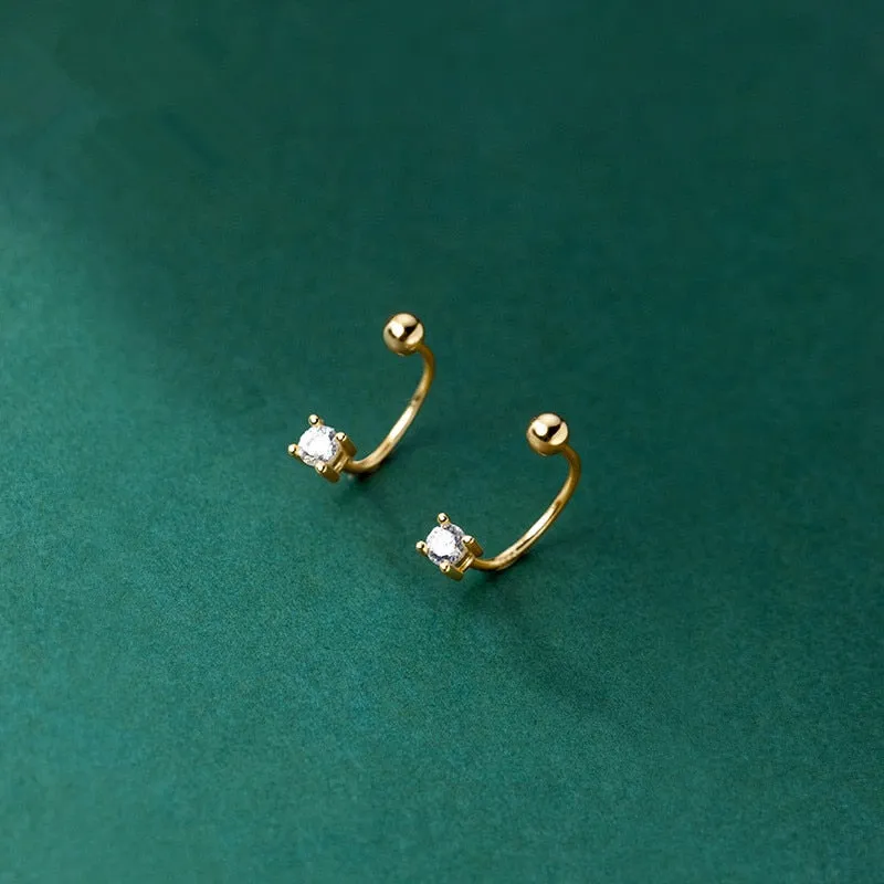 925 Sterling Silver Unique Zircon Pave Beads Stud Earrings