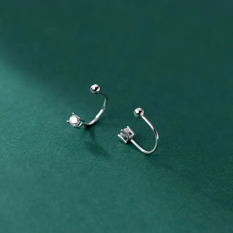 925 Sterling Silver Unique Zircon Pave Beads Stud Earrings