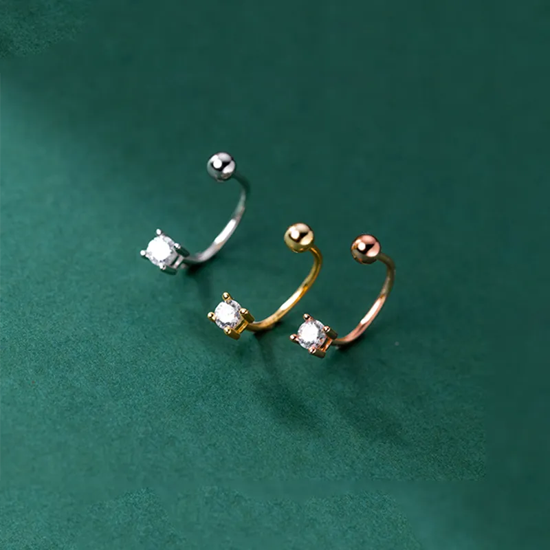 925 Sterling Silver Unique Zircon Pave Beads Stud Earrings