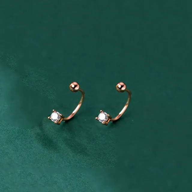 925 Sterling Silver Unique Zircon Pave Beads Stud Earrings