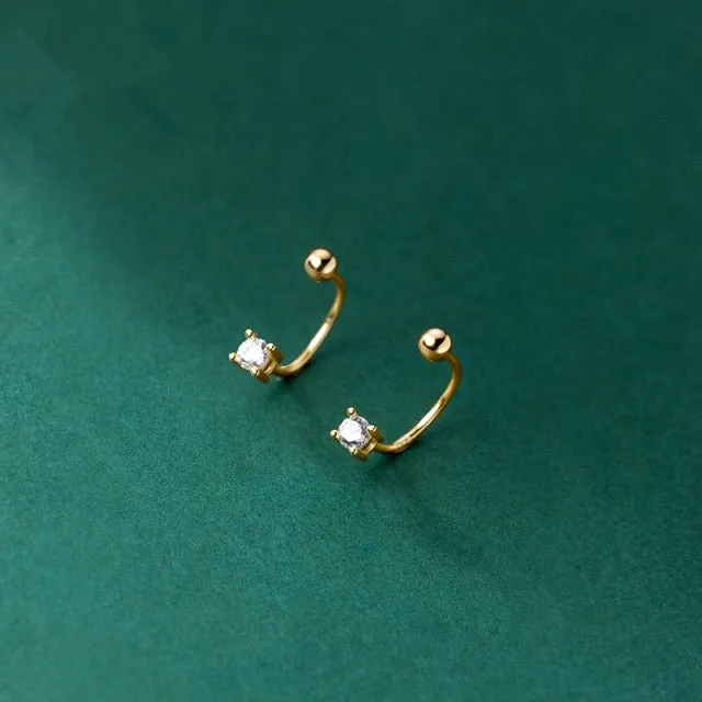 925 Sterling Silver Unique Zircon Pave Beads Stud Earrings