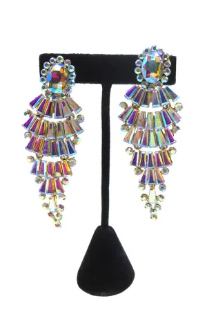 AB Gold Fan Clip Earrings