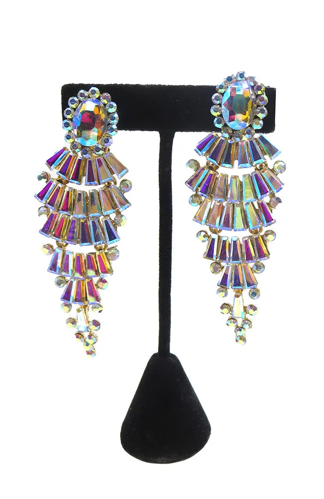 AB Gold Fan Clip Earrings