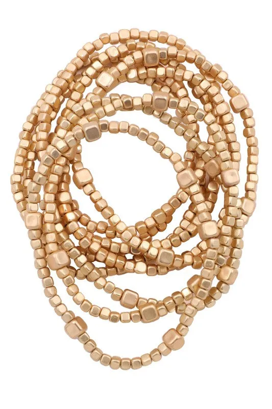 Acrylic Square Bead Bracelet Set