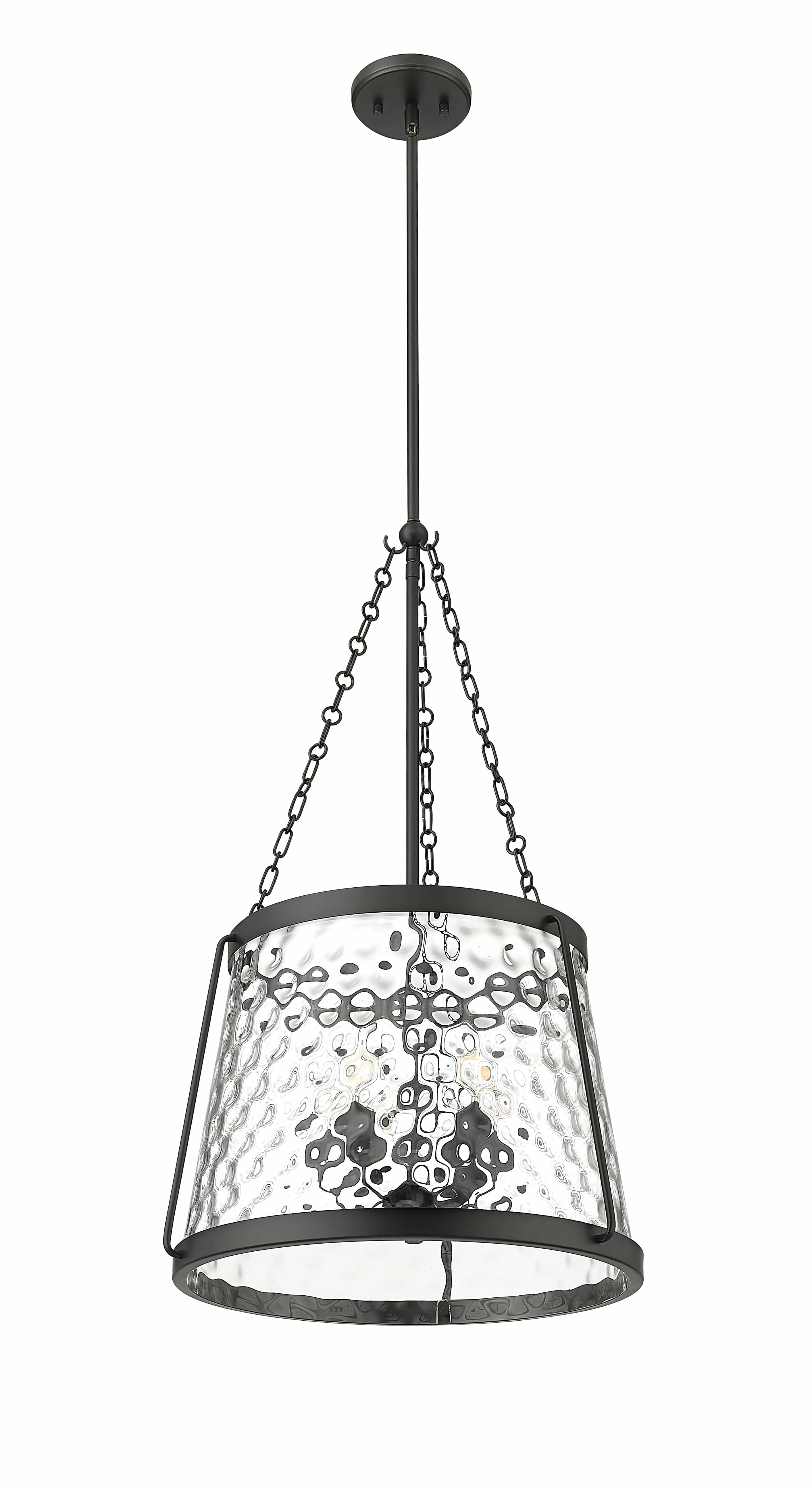 Adabella Pendant - Matte Black - Clear Hammered Glass - 18.125in. Diameter - E12 Candelabra Base