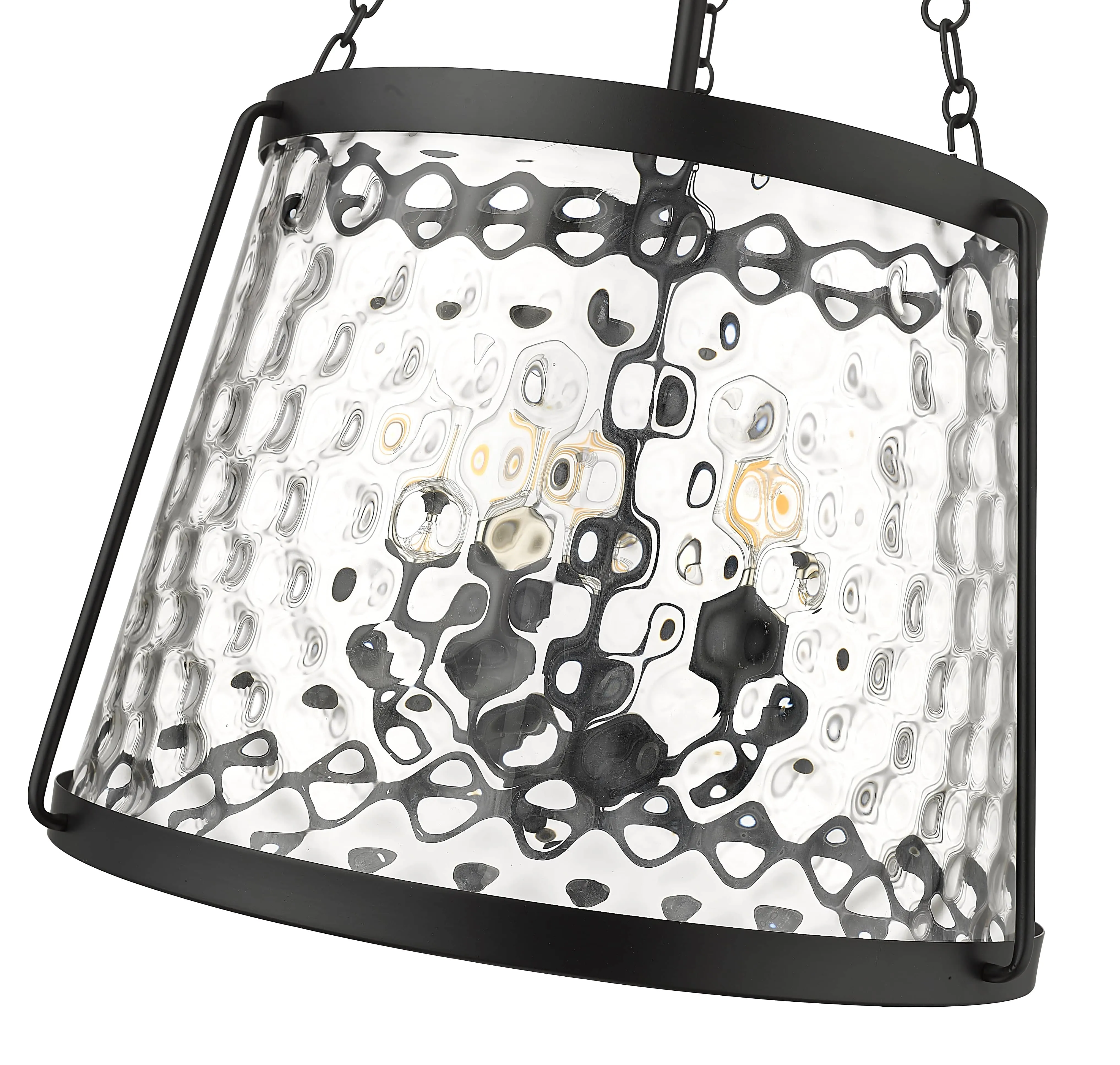 Adabella Pendant - Matte Black - Clear Hammered Glass - 18.125in. Diameter - E12 Candelabra Base