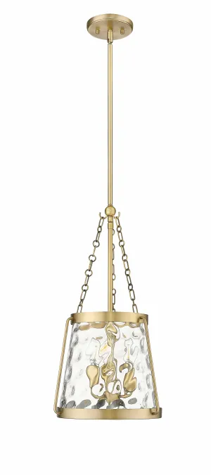 Adabella Pendant - Vintage Brass - Clear Hammered Glass - 11.75in. Diameter - E12 Candelabra Base