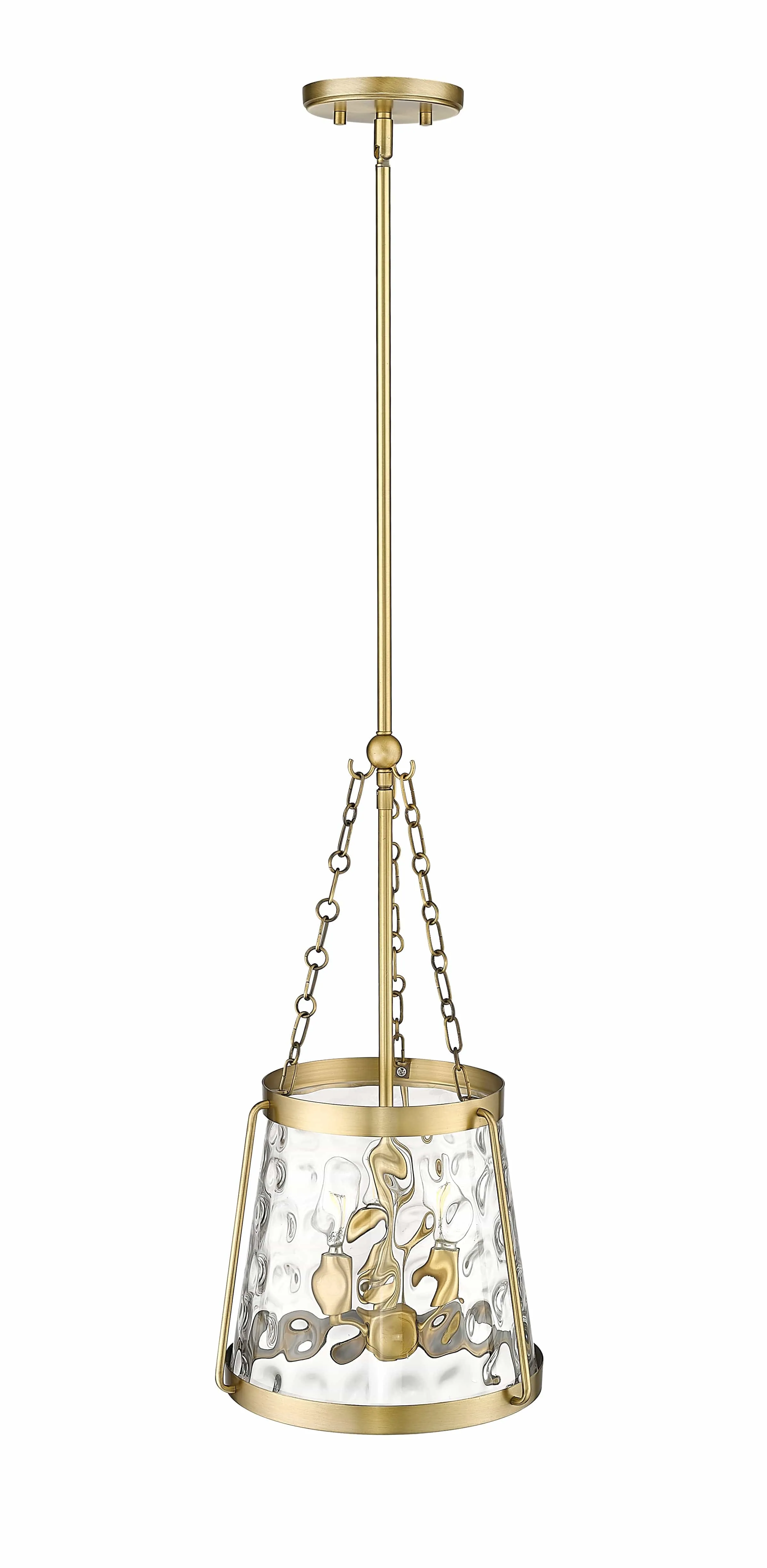 Adabella Pendant - Vintage Brass - Clear Hammered Glass - 11.75in. Diameter - E12 Candelabra Base