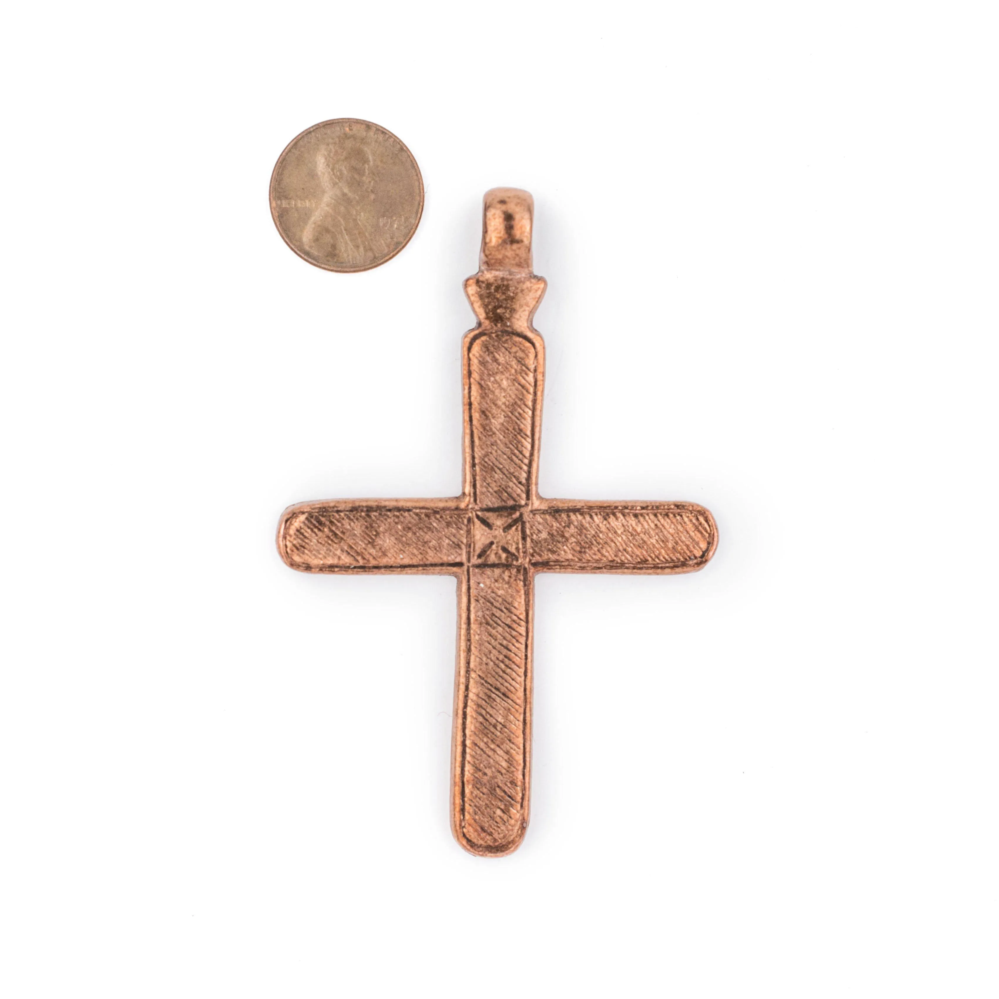 Addis Ethiopian Copper Cross Pendant (80x50mm)