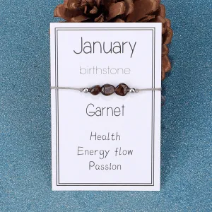Adjustable 'January Birthstone Irregular Stone' Wish Bracelet / Friendship Bracelet