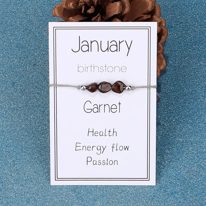 Adjustable 'January Birthstone Irregular Stone' Wish Bracelet / Friendship Bracelet