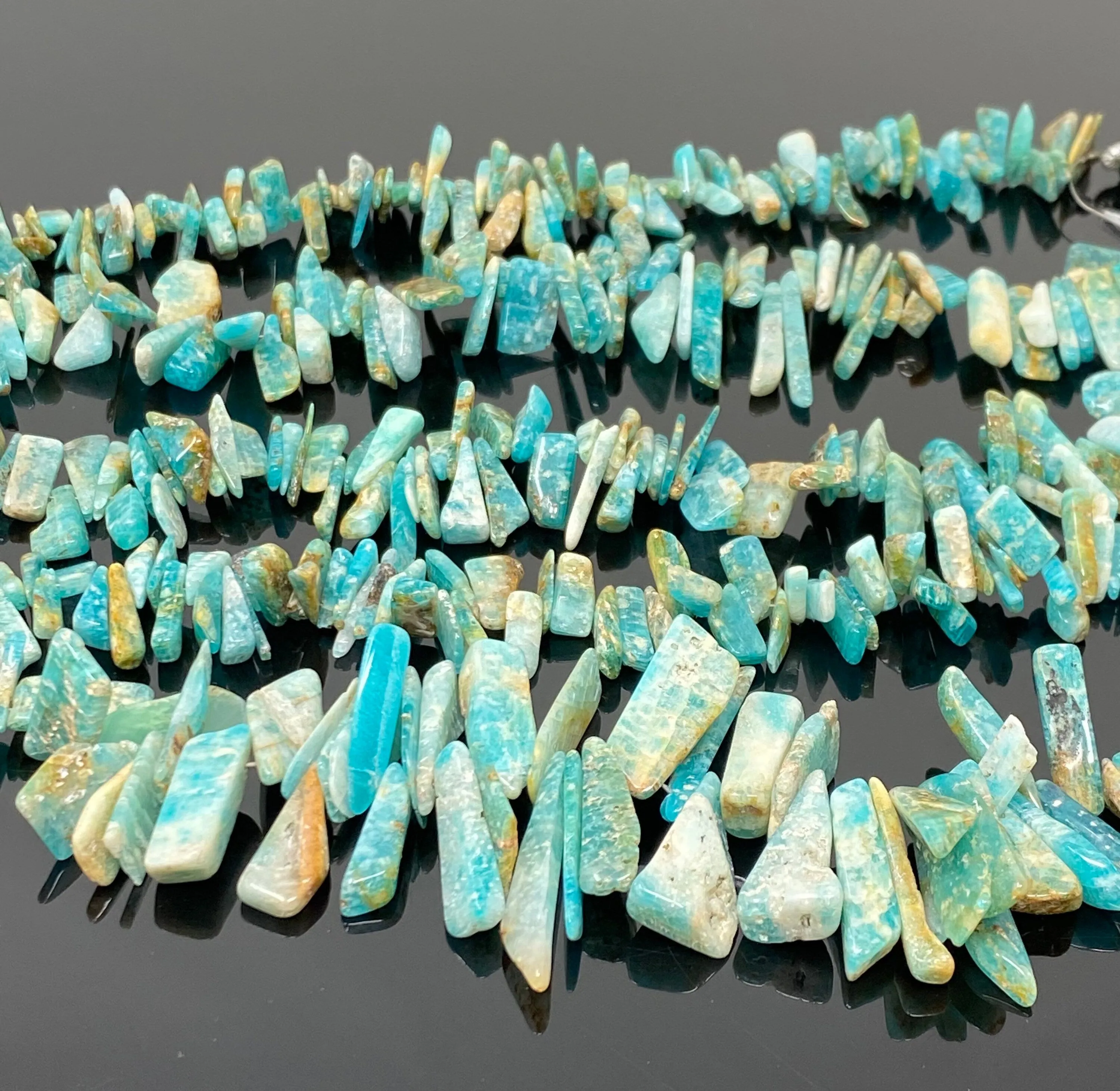 African Amazonite Gemstone Beads, Natural Rough Amazonite Polished Beads, Jewelry Supplies, Bulk Wholesale Beads, 8" Strand