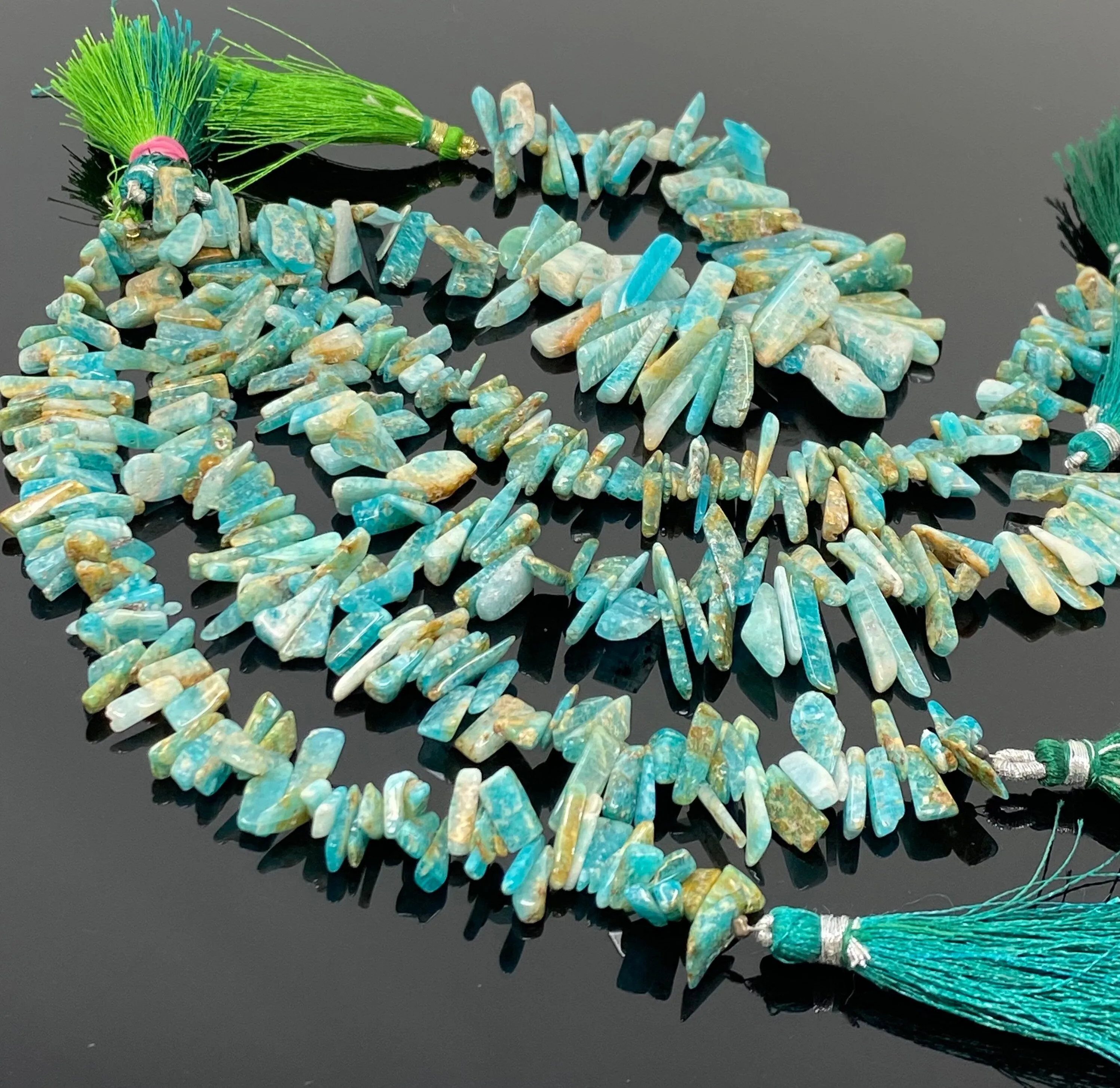 African Amazonite Gemstone Beads, Natural Rough Amazonite Polished Beads, Jewelry Supplies, Bulk Wholesale Beads, 8" Strand