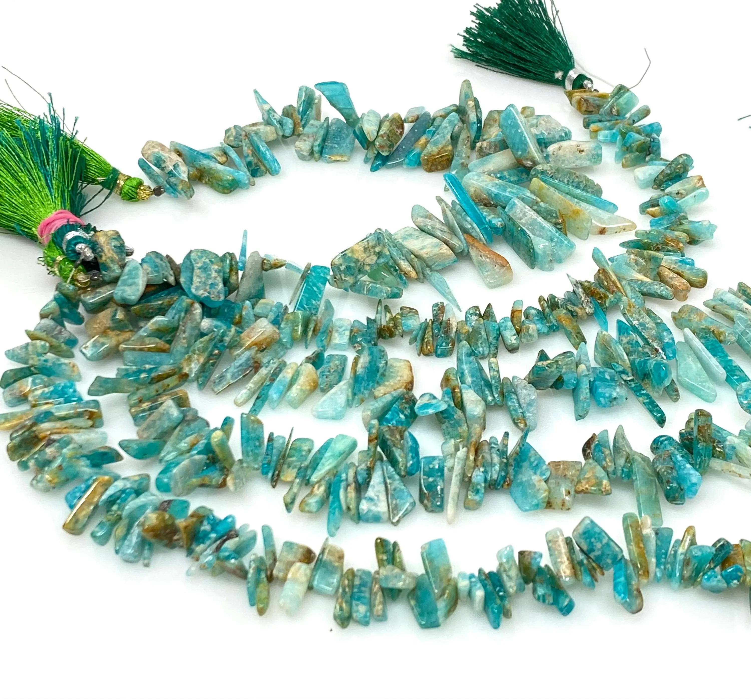 African Amazonite Gemstone Beads, Natural Rough Amazonite Polished Beads, Jewelry Supplies, Bulk Wholesale Beads, 8" Strand