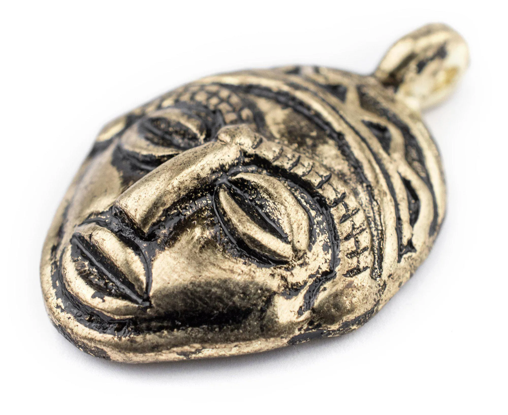 African Brass Mask Pendant (30x45mm)