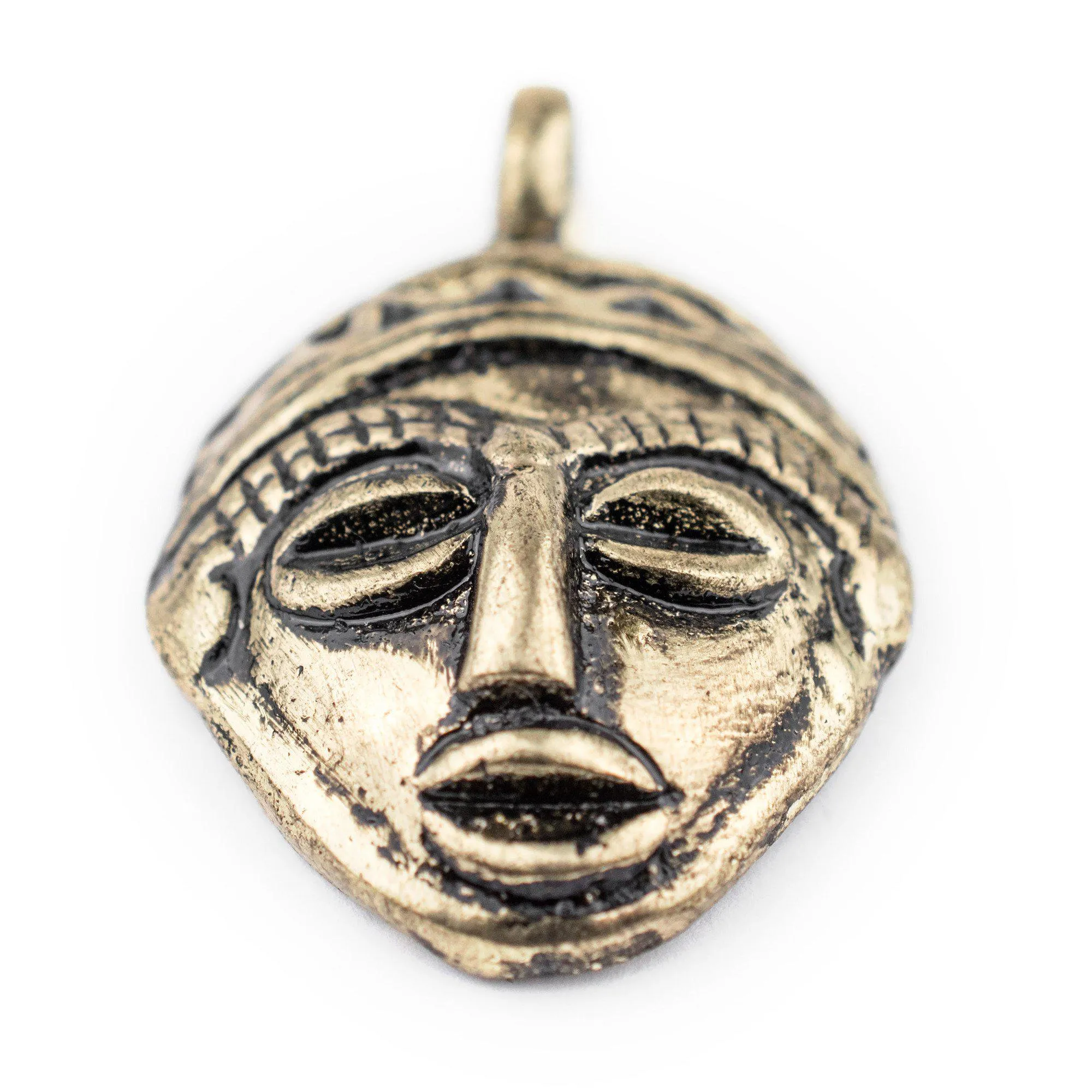 African Brass Mask Pendant (30x45mm)