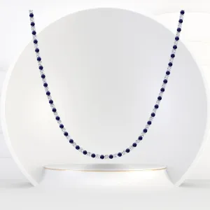 Alternating Natural Blue Sapphire and Natural Diamond Tennis Necklace
