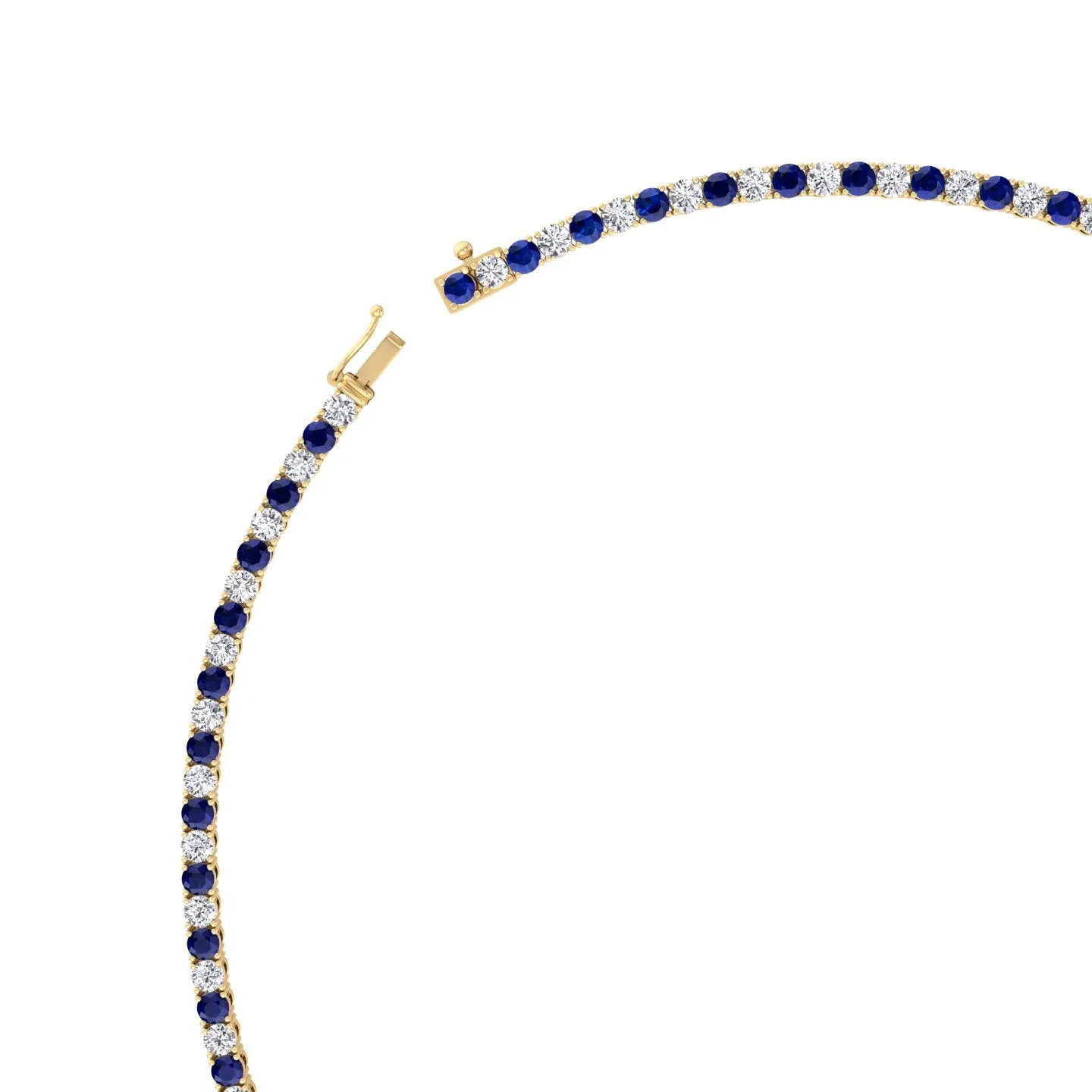 Alternating Natural Blue Sapphire and Natural Diamond Tennis Necklace