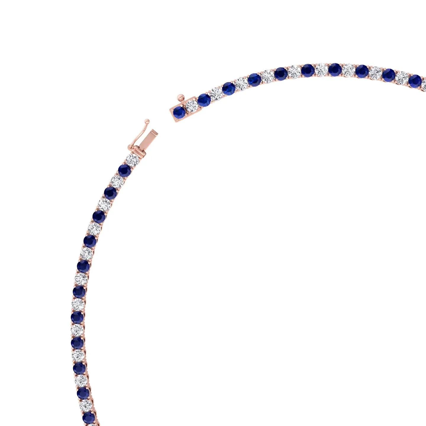 Alternating Natural Blue Sapphire and Natural Diamond Tennis Necklace