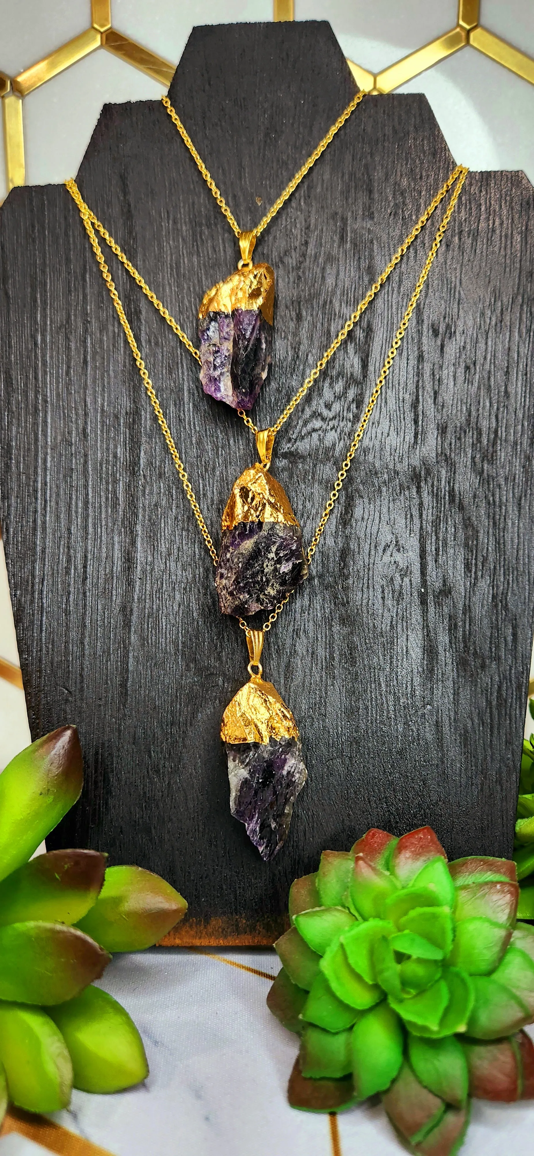 Amethyst Electroplated Pendants