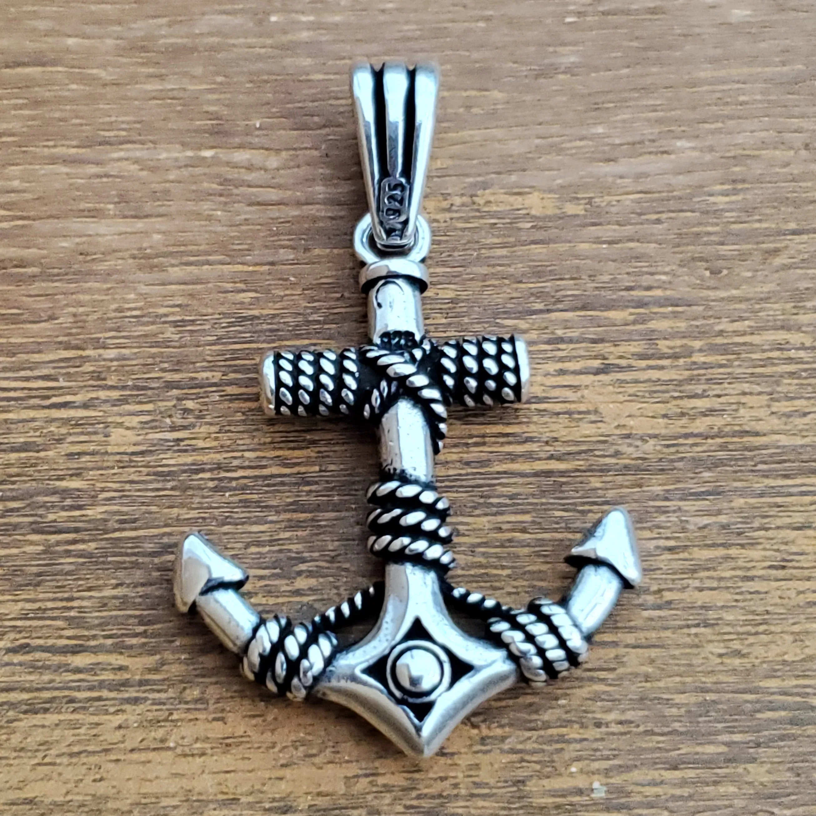 Anchor Rope Charm .925 Sterling Silver Nautical Pendant