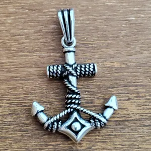 Anchor Rope Charm .925 Sterling Silver Nautical Pendant