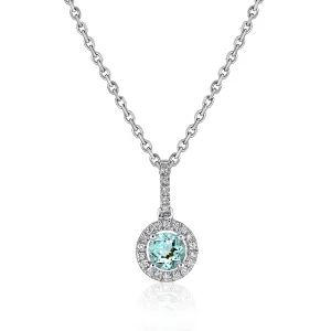Aquamarine with Diamond Halo Necklace