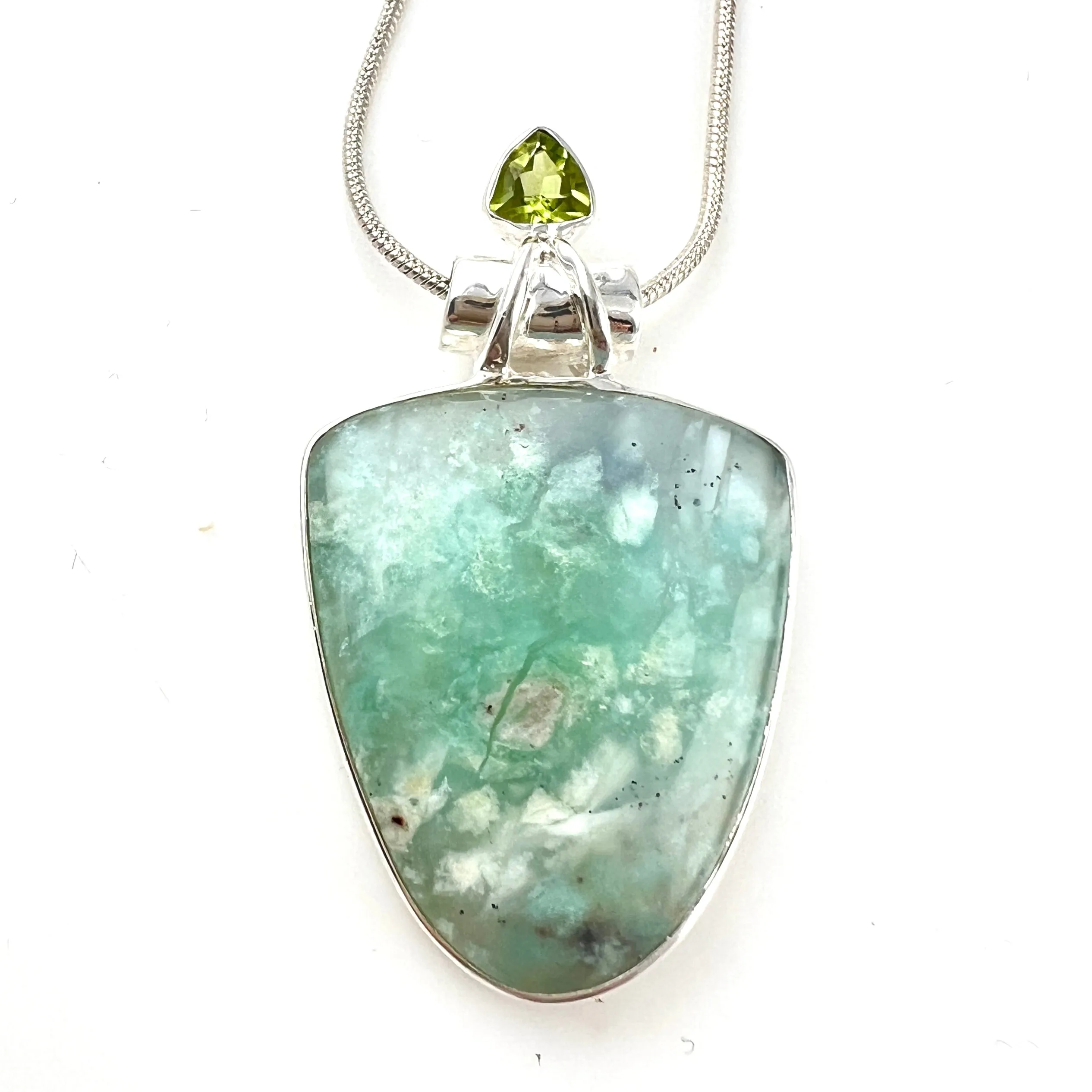 Aquaprase & Peridot Sterling Silver Pendant
