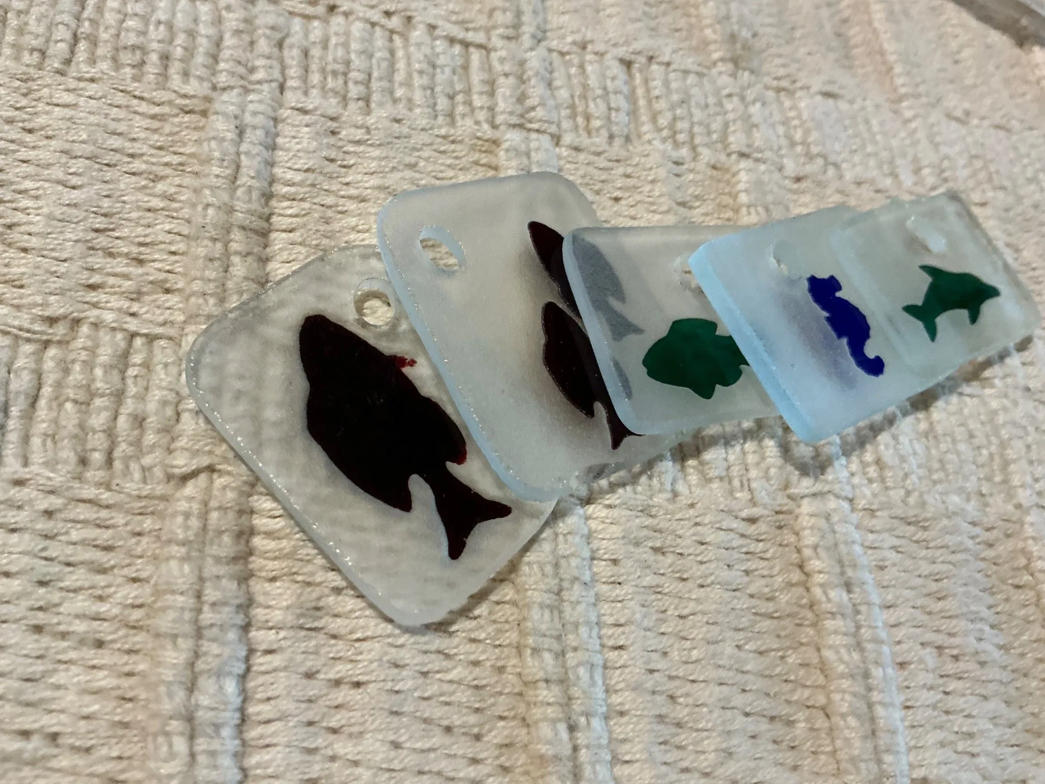 Artisan Made Frosted Embossed Glass Focal Pieces #7328