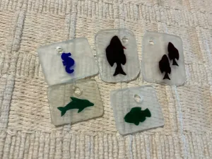 Artisan Made Frosted Embossed Glass Focal Pieces #7328