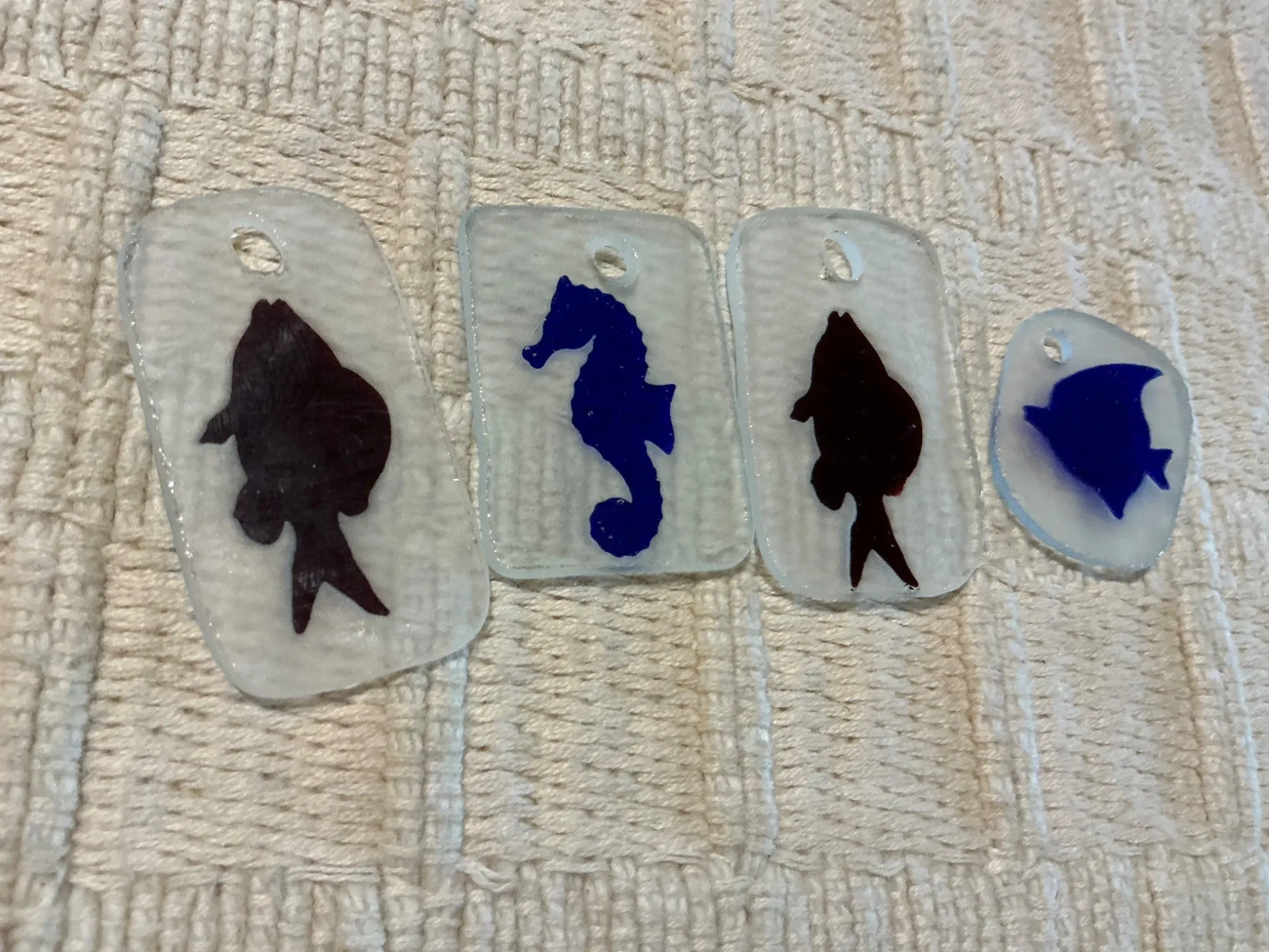 Artisan Made Frosted Embossed Glass Focal Pieces #7330