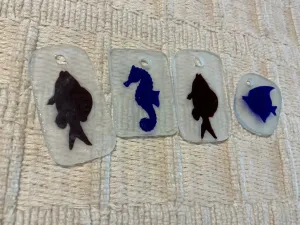 Artisan Made Frosted Embossed Glass Focal Pieces #7330