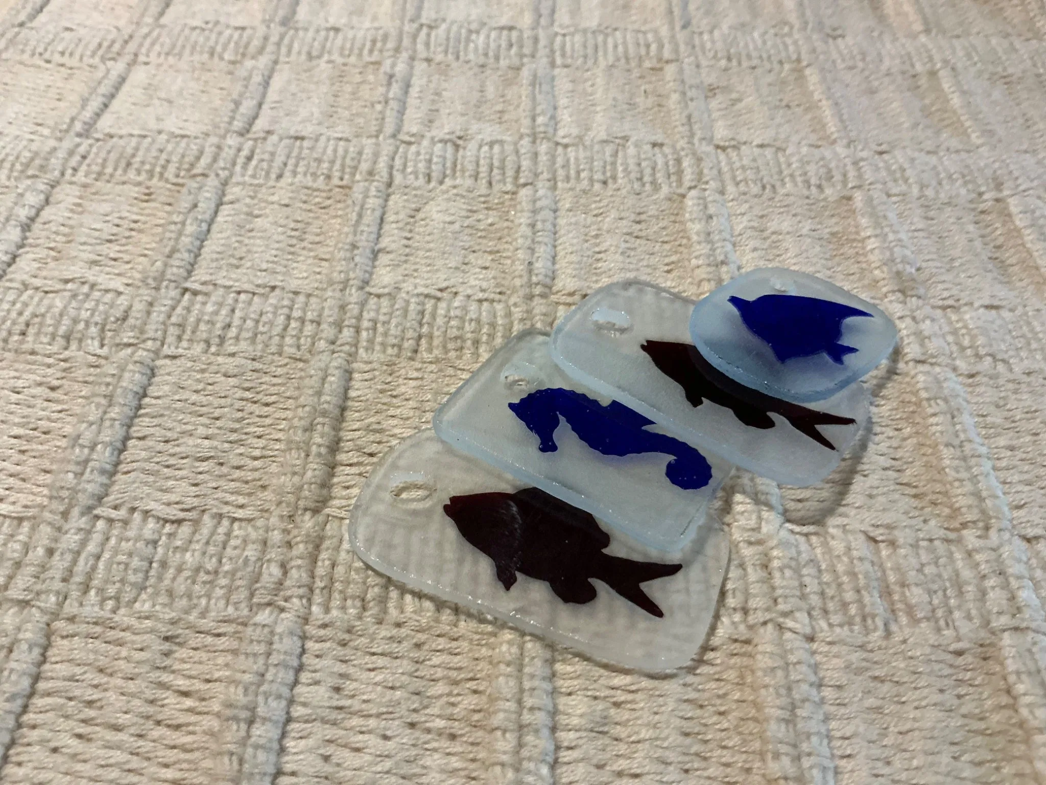 Artisan Made Frosted Embossed Glass Focal Pieces #7330
