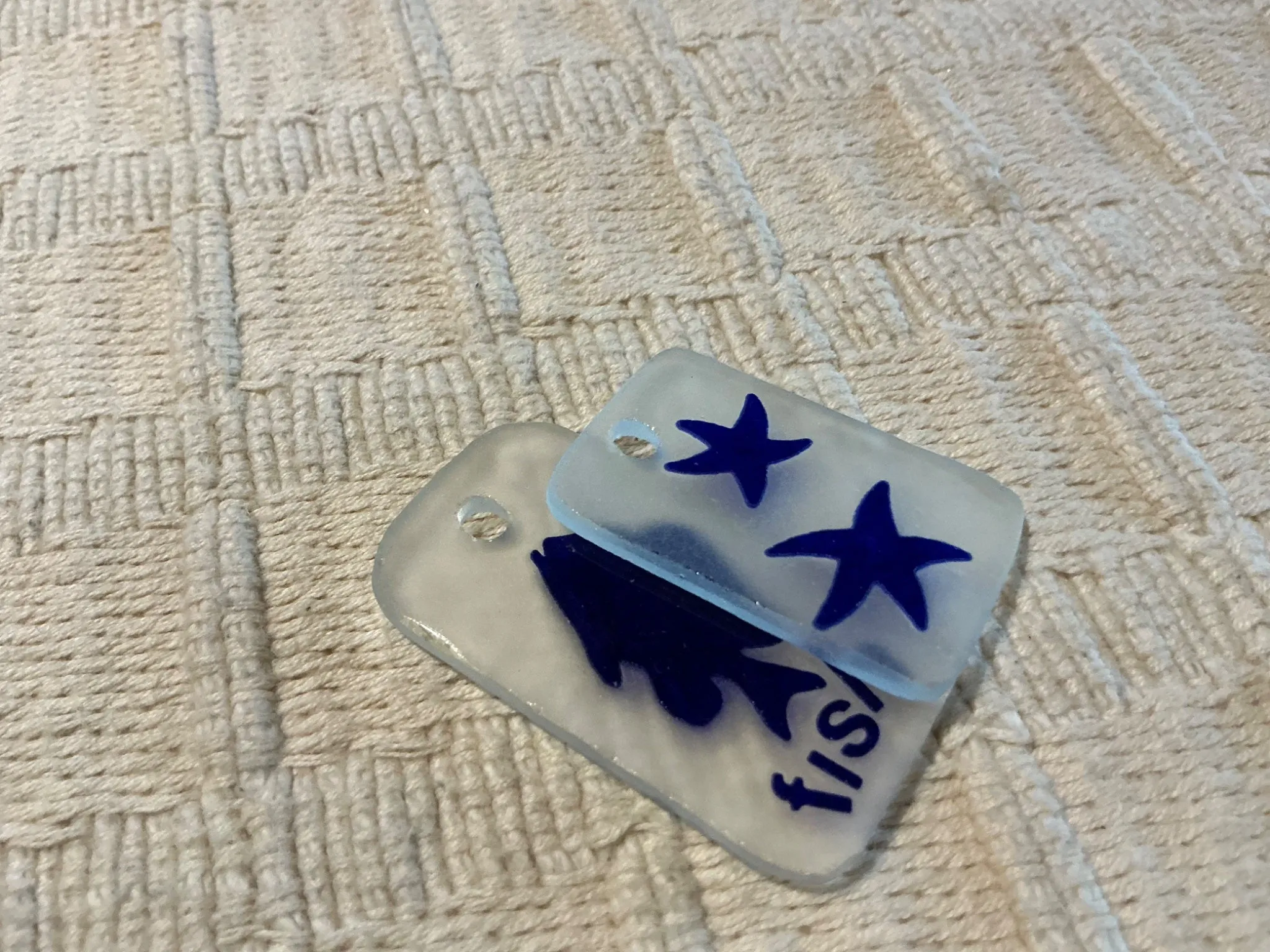 Artisan Made Frosted Embossed Glass Focal Pieces #7367