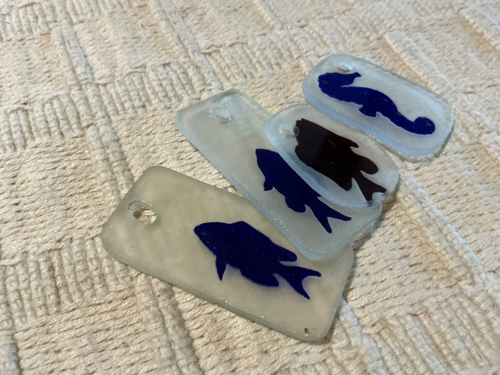 Artisan Made Frosted Embossed Glass Focal Pieces #7379