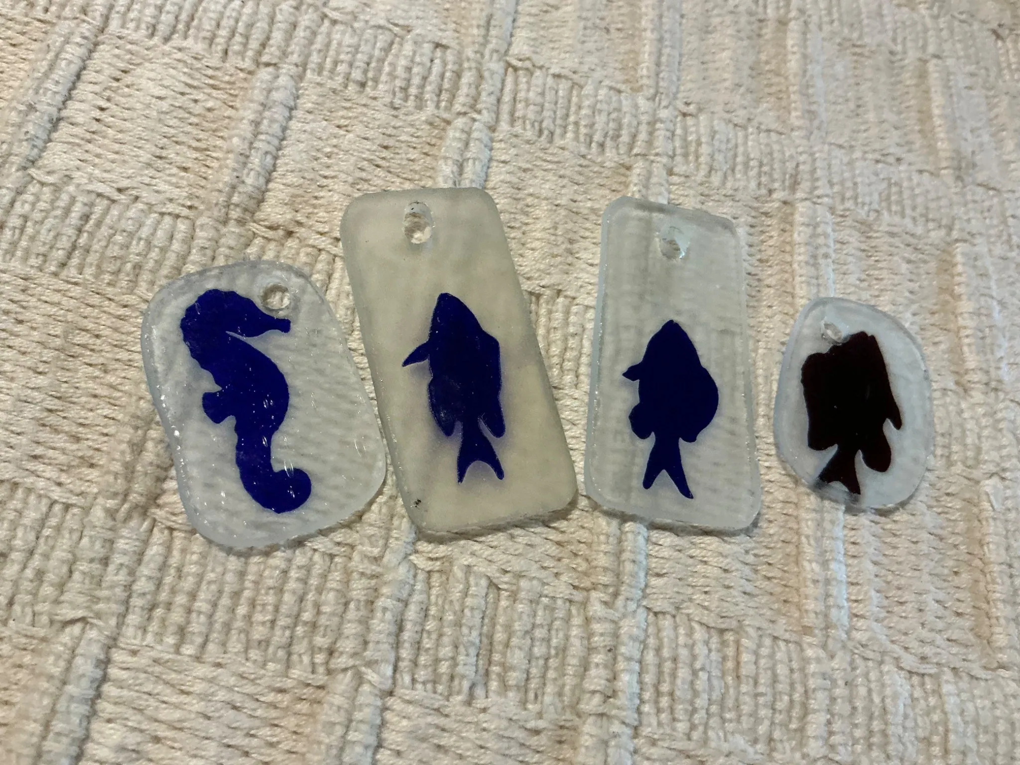 Artisan Made Frosted Embossed Glass Focal Pieces #7379